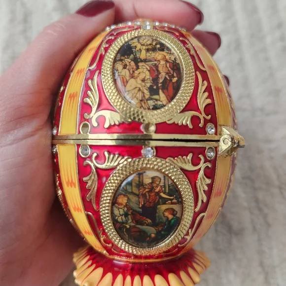 Faberge Red and Gold Decorative Egg - Picture 3 of 8